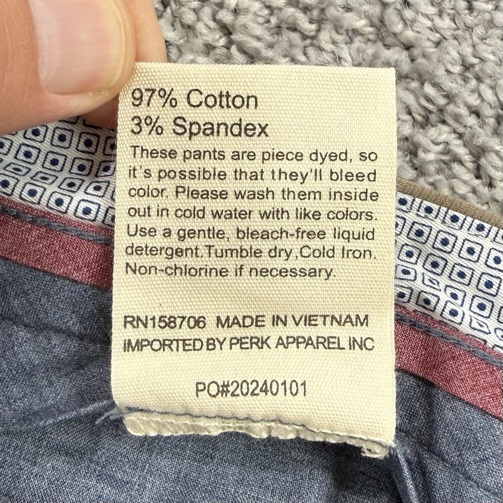 Perk Feel Good Chinos Men's 36x32 NWT Dark Khaki Slim Fit Cotton Stretch Preppy - Picture 13 of 13